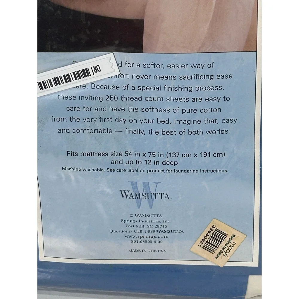 Wamsutta Signature Full Deep Fitted Sheet Sand 250 TC Cotton Blend FED250BL